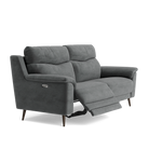 Revel Small 3 Seater Recliner Sofa - 2.5 Seater Sofa with 2 Power Recliners (Compact) Fabric - Power Recliner with USB — FAB-MEG-20  PEWTER, gallery image 1