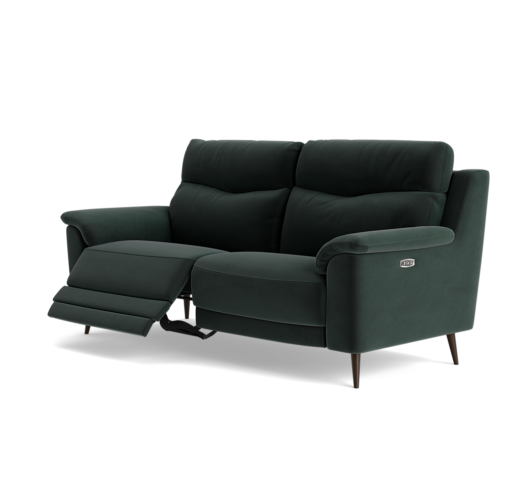 Revel Small 3 Seater Recliner Sofa - 2.5 Seater Sofa with 2 Power Recliners (Compact) Fabric - Power Recliner with USB — FAB-MEG-21  CHARCOAL GREY, gallery image 3