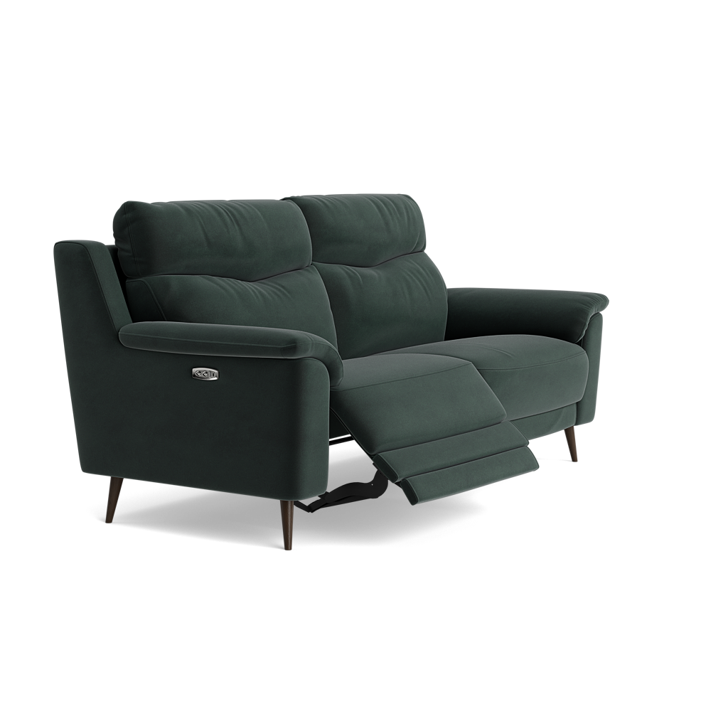 Revel Small 3 Seater Recliner Sofa - 2.5 Seater Sofa with 2 Power Recliners (Compact) Fabric - Power Recliner with USB — FAB-MEG-21  CHARCOAL GREY, gallery image 1