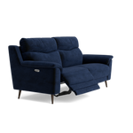 Revel Small 3 Seater Recliner Sofa - 2.5 Seater Sofa with 2 Power Recliners (Compact) Fabric - Power Recliner with USB — FAB-MEG-28  NAVY, gallery image 1