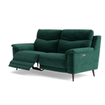 Revel Small 3 Seater Recliner Sofa - 2.5 Seater Sofa with 2 Power Recliners (Compact) Fabric - Power Recliner with USB — FAB-MEG-37  EMERALD GREEN, gallery image 3