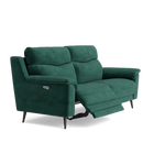 Revel Small 3 Seater Recliner Sofa - 2.5 Seater Sofa with 2 Power Recliners (Compact) Fabric - Power Recliner with USB — FAB-MEG-37  EMERALD GREEN, gallery image 1