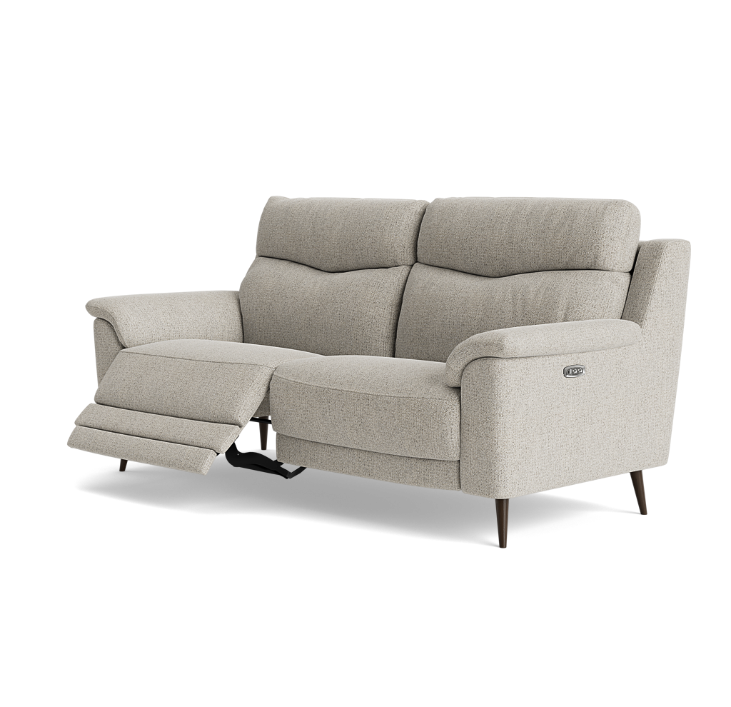 Revel Small 3 Seater Recliner Sofa - 2.5 Seater Sofa with 2 Power Recliners (Compact) Fabric - Power Recliner with USB — FAB-MIL-104 OYSTER, gallery image 3
