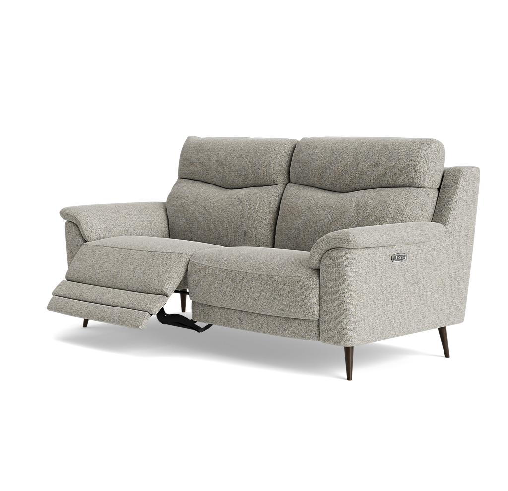 Revel Small 3 Seater Recliner Sofa - 2.5 Seater Sofa with 2 Power Recliners (Compact) Fabric - Power Recliner with USB — FAB-MIL-105  IRON, gallery image 3
