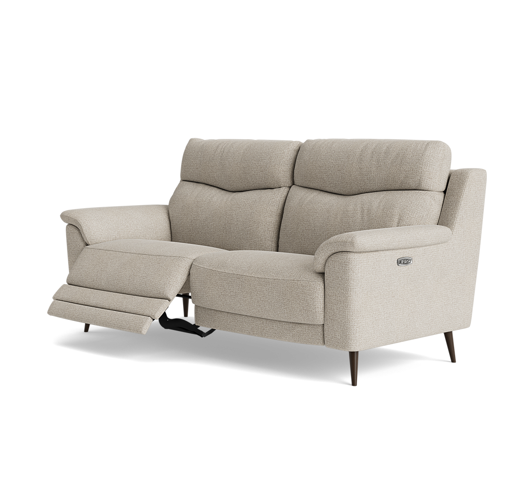 Revel Small 3 Seater Recliner Sofa - 2.5 Seater Sofa with 2 Power Recliners (Compact) Fabric - Power Recliner with USB — FAB-MIL-110 SAND, gallery image 3