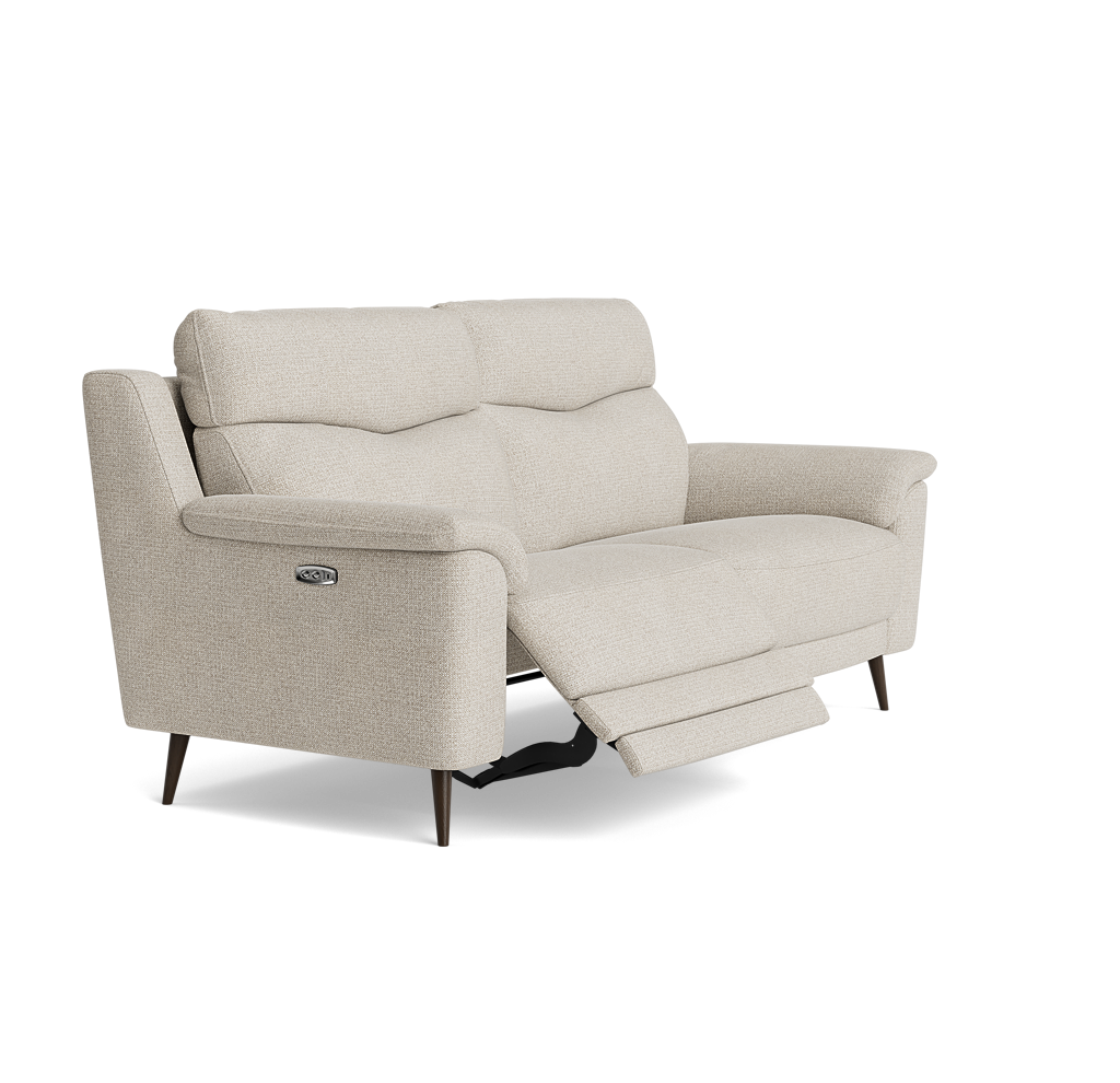 Revel Small 3 Seater Recliner Sofa - 2.5 Seater Sofa with 2 Power Recliners (Compact) Fabric - Power Recliner with USB — FAB-MIL-110 SAND, gallery image 1