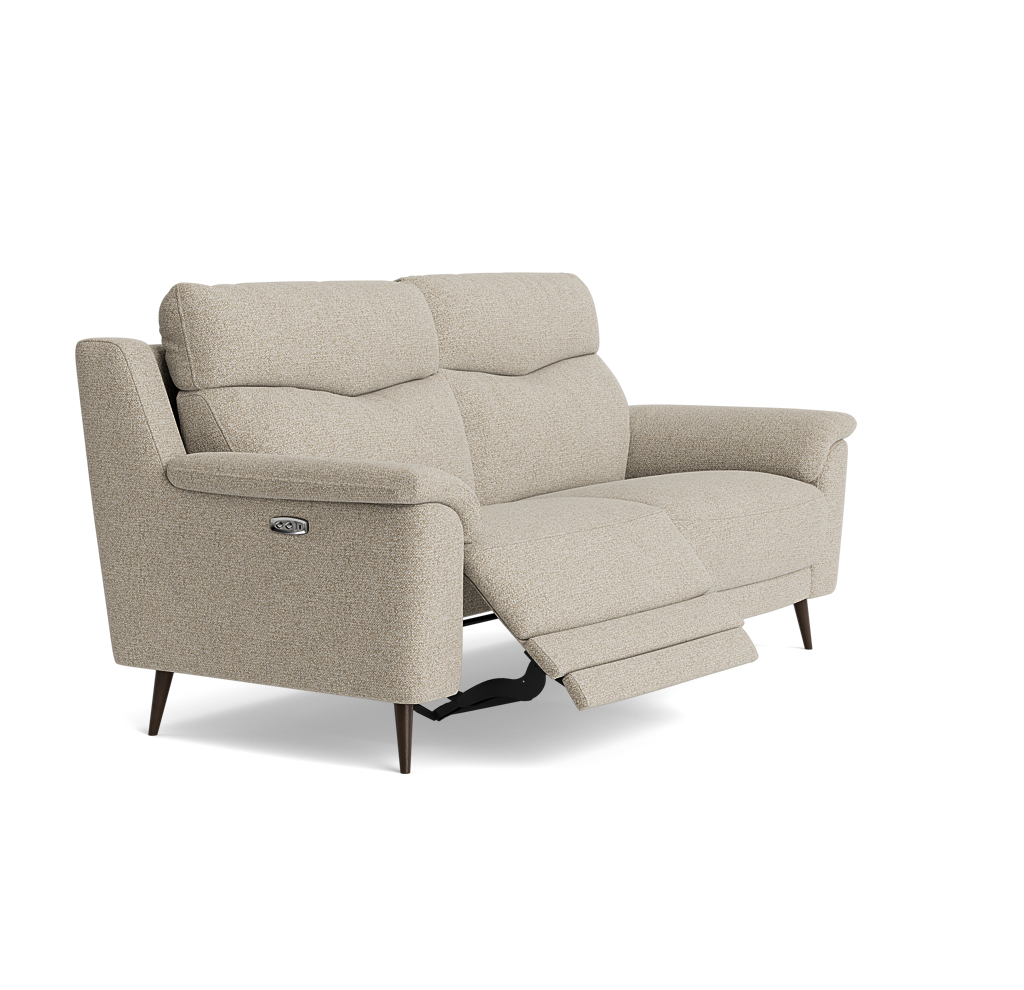 Revel Small 3 Seater Recliner Sofa - 2.5 Seater Sofa with 2 Power Recliners (Compact) Fabric - Power Recliner with USB — FAB-MIL-120 MINK, gallery image 1