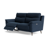 Revel Small 3 Seater Recliner Sofa - 2.5 Seater Sofa with 2 Power Recliners (Compact) Fabric - Power Recliner with USB — FAB-MIL-303 NAVY, gallery image 3