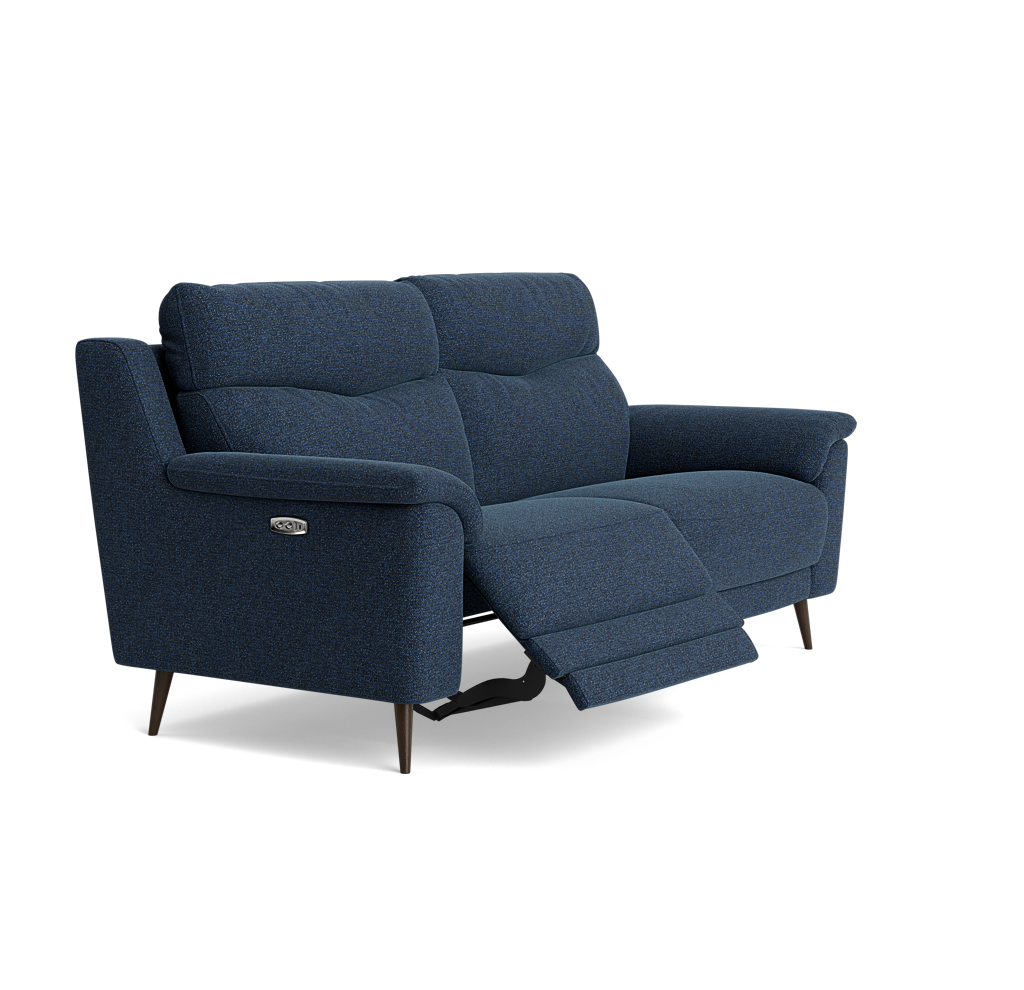 Revel Small 3 Seater Recliner Sofa - 2.5 Seater Sofa with 2 Power Recliners (Compact) Fabric - Power Recliner with USB — FAB-MIL-303 NAVY, gallery image 1