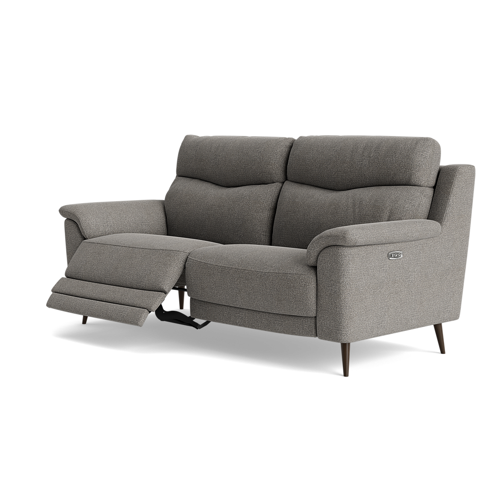 Revel Small 3 Seater Recliner Sofa - 2.5 Seater Sofa with 2 Power Recliners (Compact) Fabric - Power Recliner with USB — FAB-MIL-451 PEWTER, gallery image 3