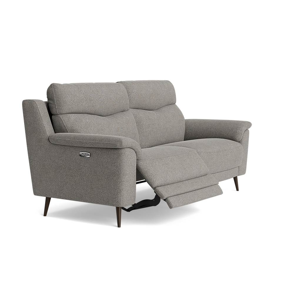 Revel Small 3 Seater Recliner Sofa - 2.5 Seater Sofa with 2 Power Recliners (Compact) Fabric - Power Recliner with USB — FAB-MIL-451 PEWTER, gallery image 1