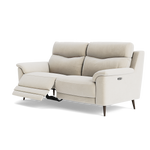 Revel Small 3 Seater Recliner Sofa - 2.5 Seater Sofa with 2 Power Recliners (Compact) Fabric - Power Recliner with USB — FAB-NTS - 01 CREAM, gallery image 3