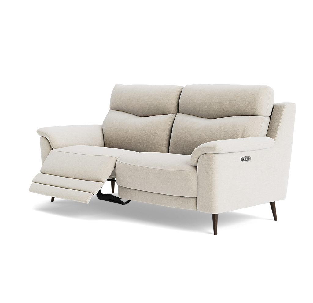 Revel Small 3 Seater Recliner Sofa - 2.5 Seater Sofa with 2 Power Recliners (Compact) Fabric - Power Recliner with USB — FAB-NTS - 01 CREAM, gallery image 3