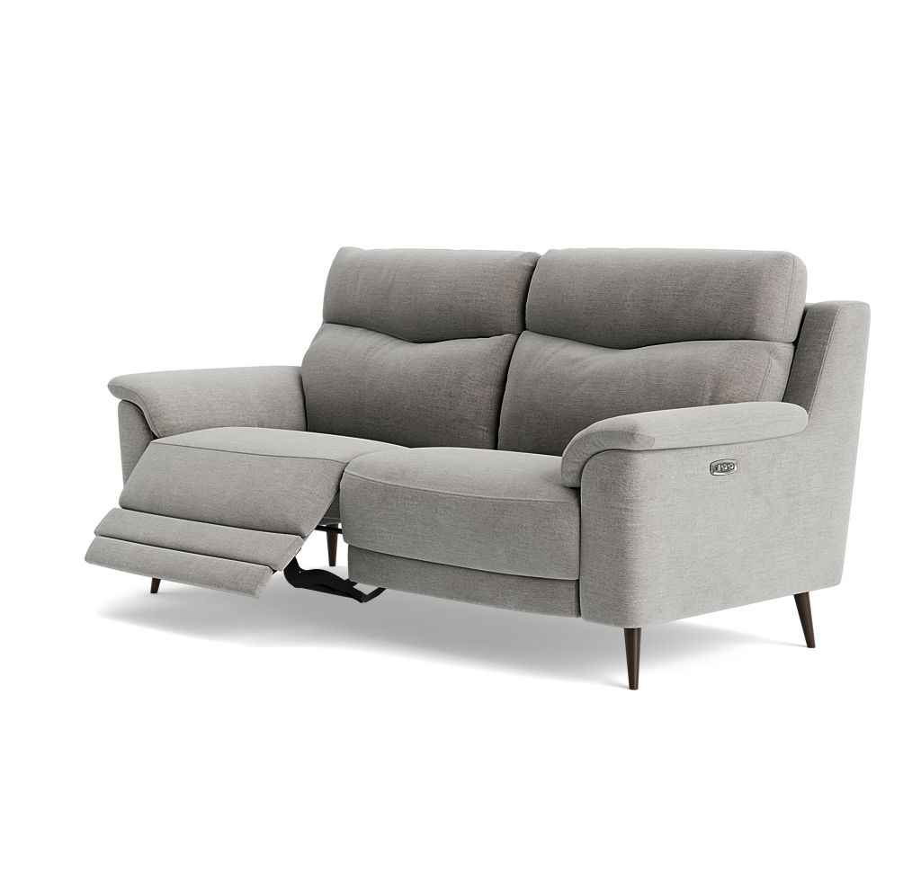 Revel Small 3 Seater Recliner Sofa - 2.5 Seater Sofa with 2 Power Recliners (Compact) Fabric - Power Recliner with USB — FAB-NTS - 11 DOVE, gallery image 3