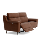 Revel Small 3 Seater Recliner Sofa - 2.5 Seater Sofa with 2 Power Recliners (Compact) Fabric - Power Recliner with USB — SFA-PEY-06 CARAMEL, gallery image 1