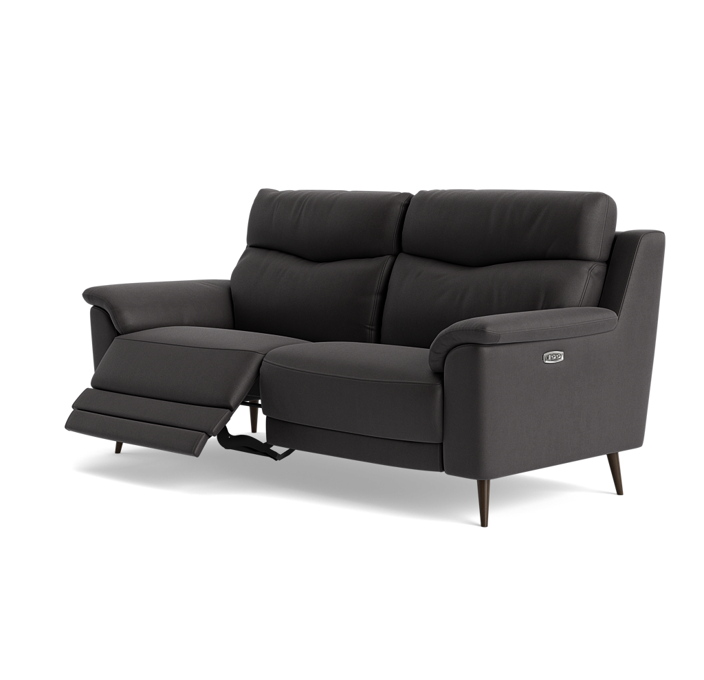 Revel Small 3 Seater Recliner Sofa - 2.5 Seater Sofa with 2 Power Recliners (Compact) Fabric - Power Recliner with USB — SFA-PEY-08 GRAPHITE, gallery image 3