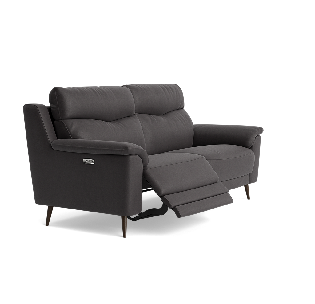 Revel Small 3 Seater Recliner Sofa - 2.5 Seater Sofa with 2 Power Recliners (Compact) Fabric - Power Recliner with USB — SFA-PEY-08 GRAPHITE, gallery image 1