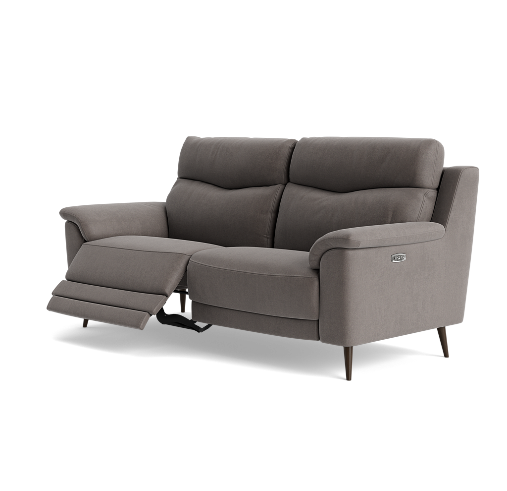 Revel Small 3 Seater Recliner Sofa - 2.5 Seater Sofa with 2 Power Recliners (Compact) Fabric - Power Recliner with USB — SFA-PEY-09 DOVE, gallery image 3