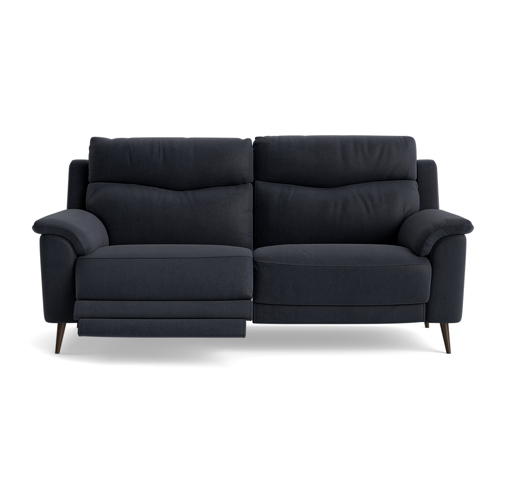 Revel Small 3 Seater Recliner Sofa - 2.5 Seater Sofa with 2 Power Recliners (Compact) Fabric - Power Recliner with USB