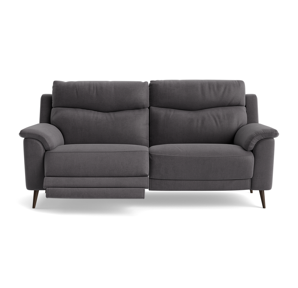 Revel Small 3 Seater Recliner Sofa - 2.5 Seater Sofa with 2 Power Recliners (Compact) Fabric - Power Recliner with USB