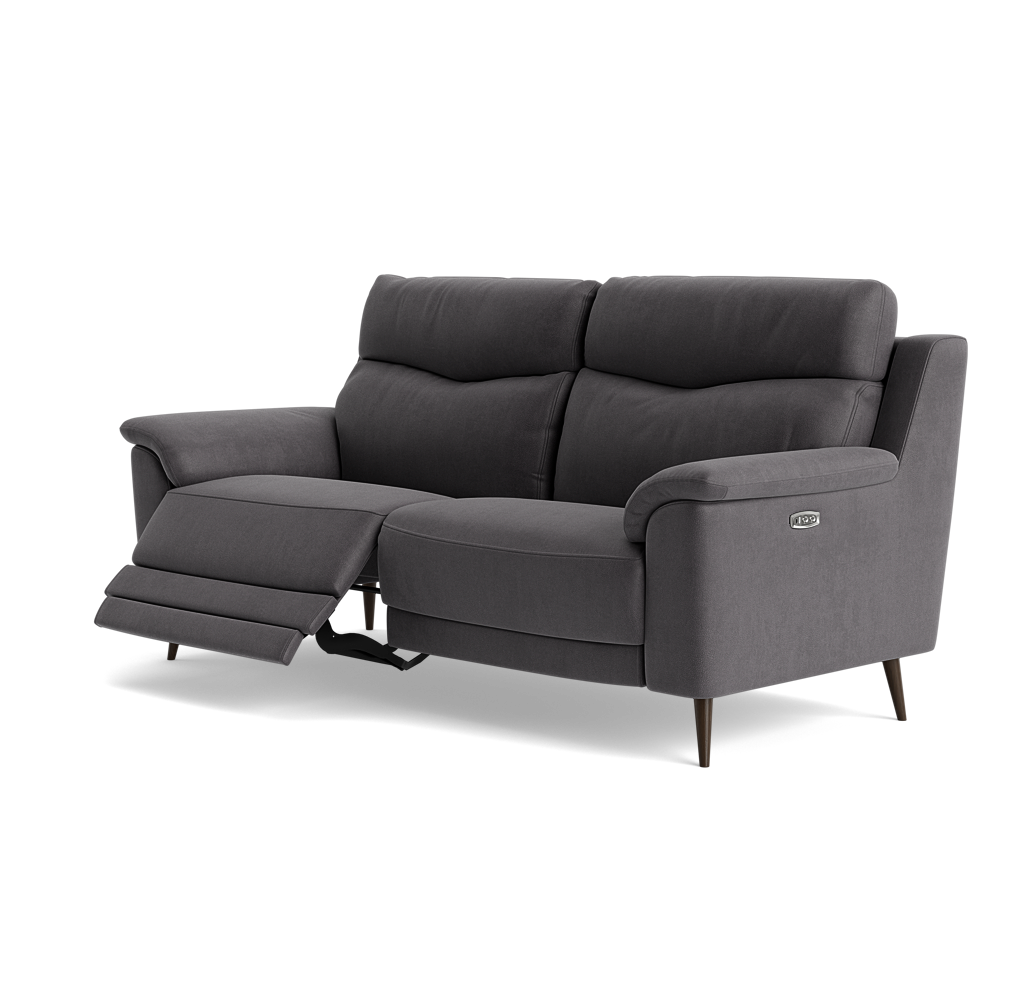 Revel Small 3 Seater Recliner Sofa - 2.5 Seater Sofa with 2 Power Recliners (Compact) Fabric - Power Recliner with USB — SFA-PEY-12 ELEPHANT, gallery image 3