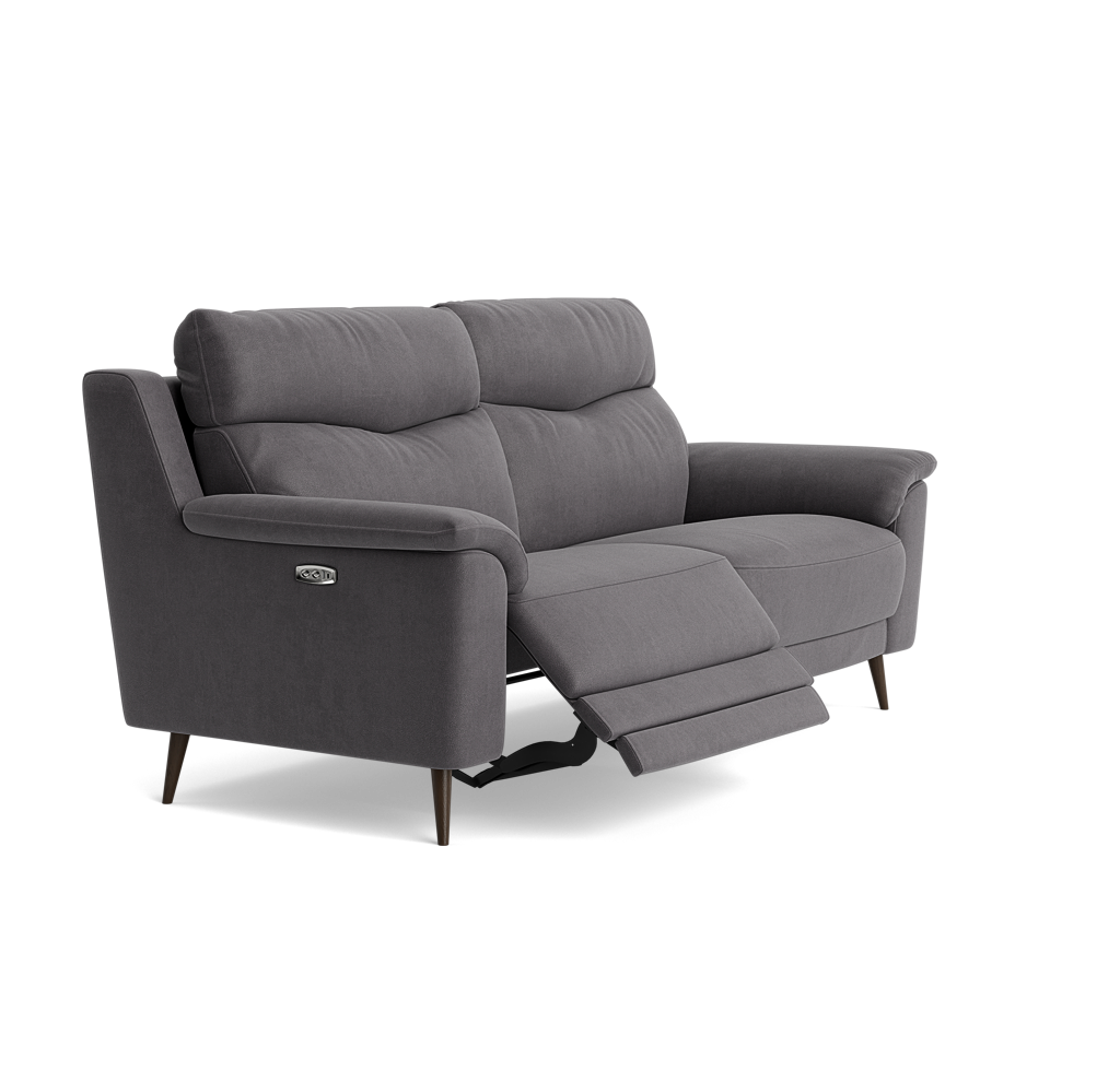 Revel Small 3 Seater Recliner Sofa - 2.5 Seater Sofa with 2 Power Recliners (Compact) Fabric - Power Recliner with USB — SFA-PEY-12 ELEPHANT, gallery image 1