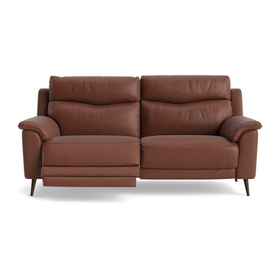 Revel Small 3 Seater Recliner Sofa - 2.5 Seater Sofa with 2 Power Recliners (Compact) Fabric - Power Recliner with USB Sterling Home 1 BFA-BLJ-05 HAZELNUT