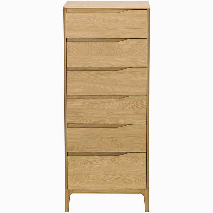 Ercol Rimini Tall 6 Drawer Cabinet - 6 Drawer Tall Chest Clear Matt Storage Sterling Home 1