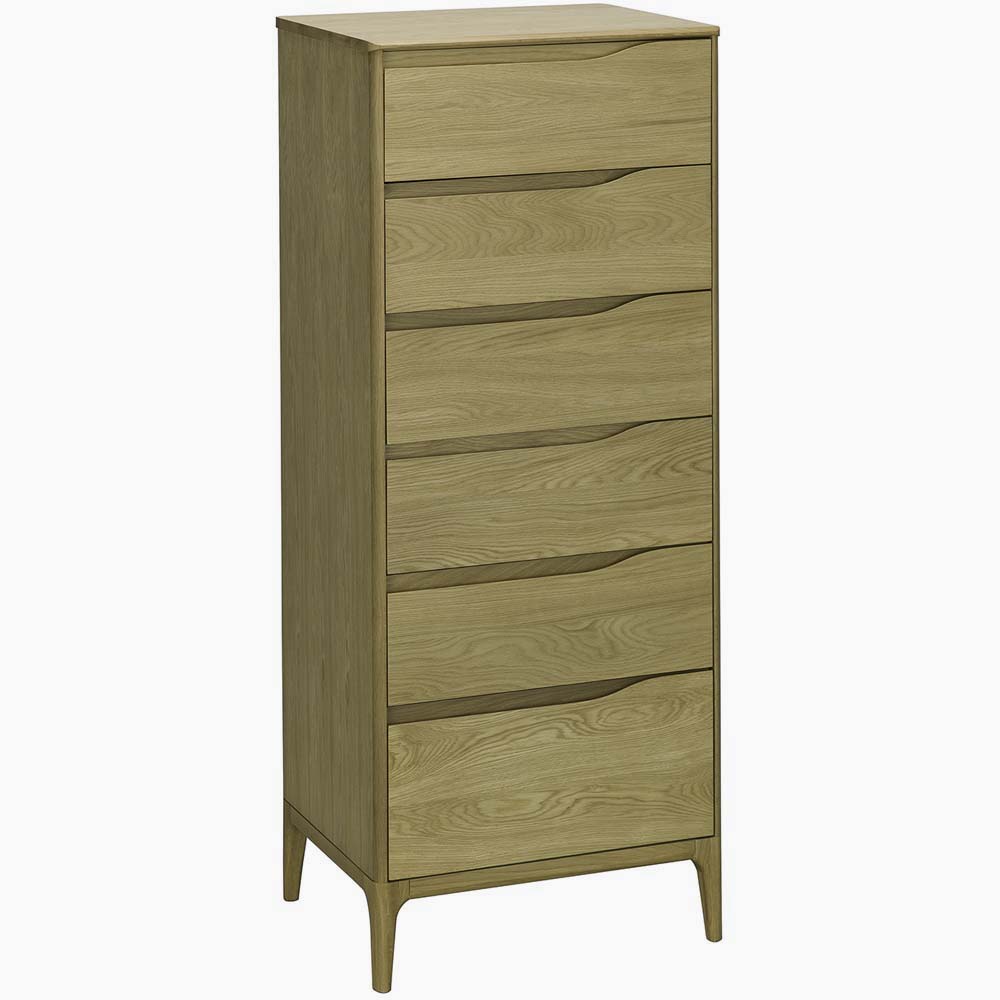 Ercol Rimini Tall 6 Drawer Cabinet - 6 Drawer Tall Chest Clear Matt Storage Sterling Home 2