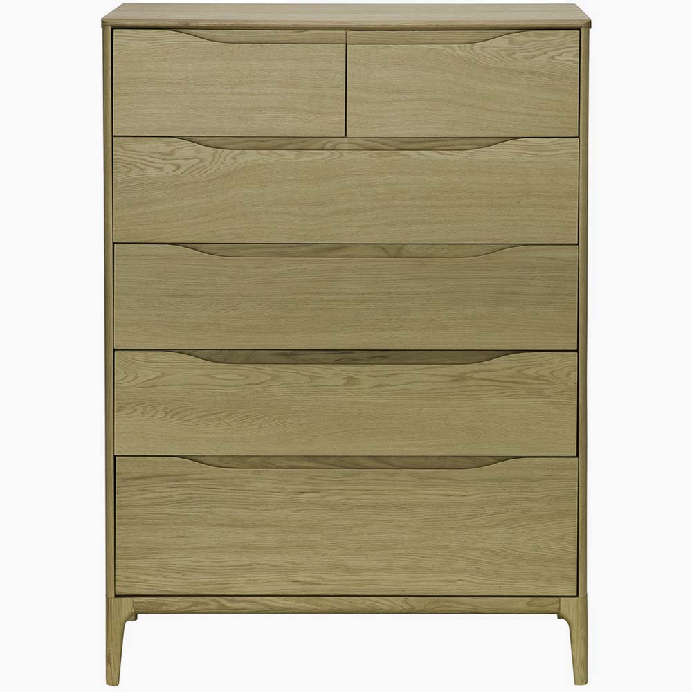 Ercol Rimini 6 Drawer Cabinet - 6 Drawer Tall Wide Chest Clear Matt Storage Sterling Home 1