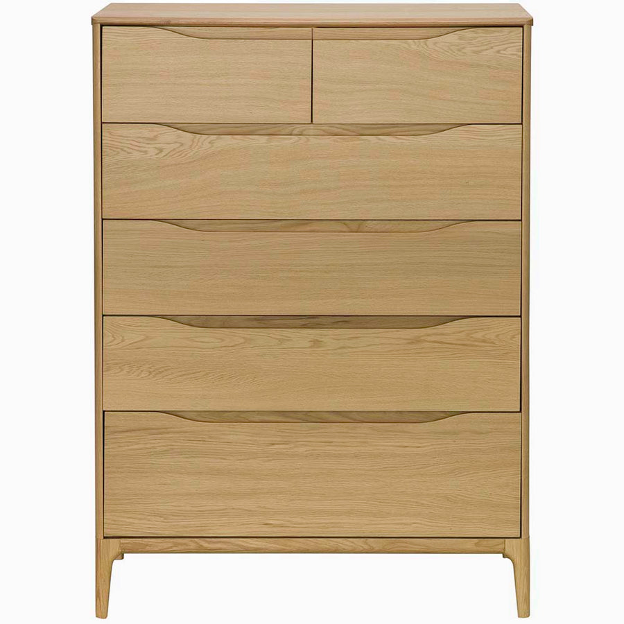 Ercol Rimini 6 Drawer Cabinet - 6 Drawer Tall Wide Chest Clear Matt Storage Sterling Home 1