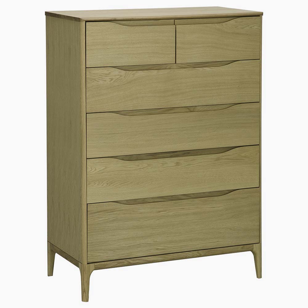 Ercol Rimini 6 Drawer Cabinet - 6 Drawer Tall Wide Chest Clear Matt Storage Sterling Home 3