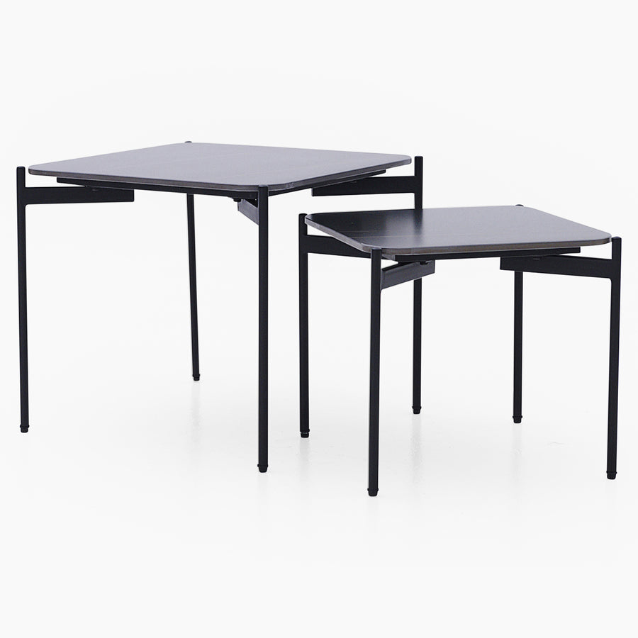 Rocco Nest of Tables - Nest of Table Black & Gold Ceramic Top / Black Powder Coated Metal Legs Tables Sterling Home 2