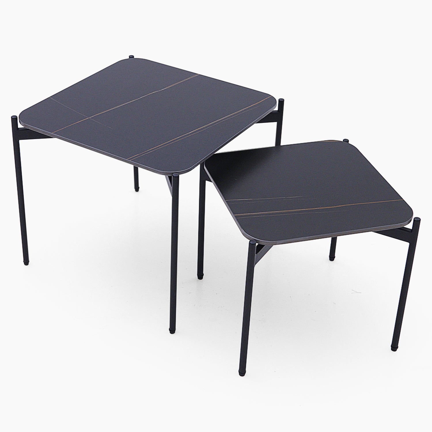Rocco Black and Gold Nest of Tables - Nest of Table Black & Gold Ceramic Top / Black Powder Coated Metal Legs Tables Sterling Home 4