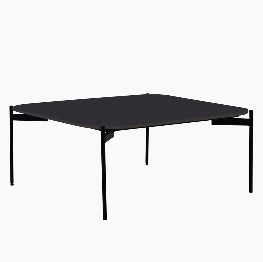 Rocco Square Coffee Table - Square Coffee Table Black & Gold Ceramic Top / Black Powder Coated Metal Legs Tables Sterling Home 2