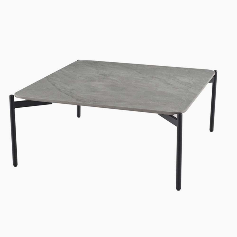 Rocco Ruibei Square Coffee Table - Square Coffee Table Ruibei Grey Ceramic Top / Black Powder Coated Metal Legs Tables Sterling Home 1