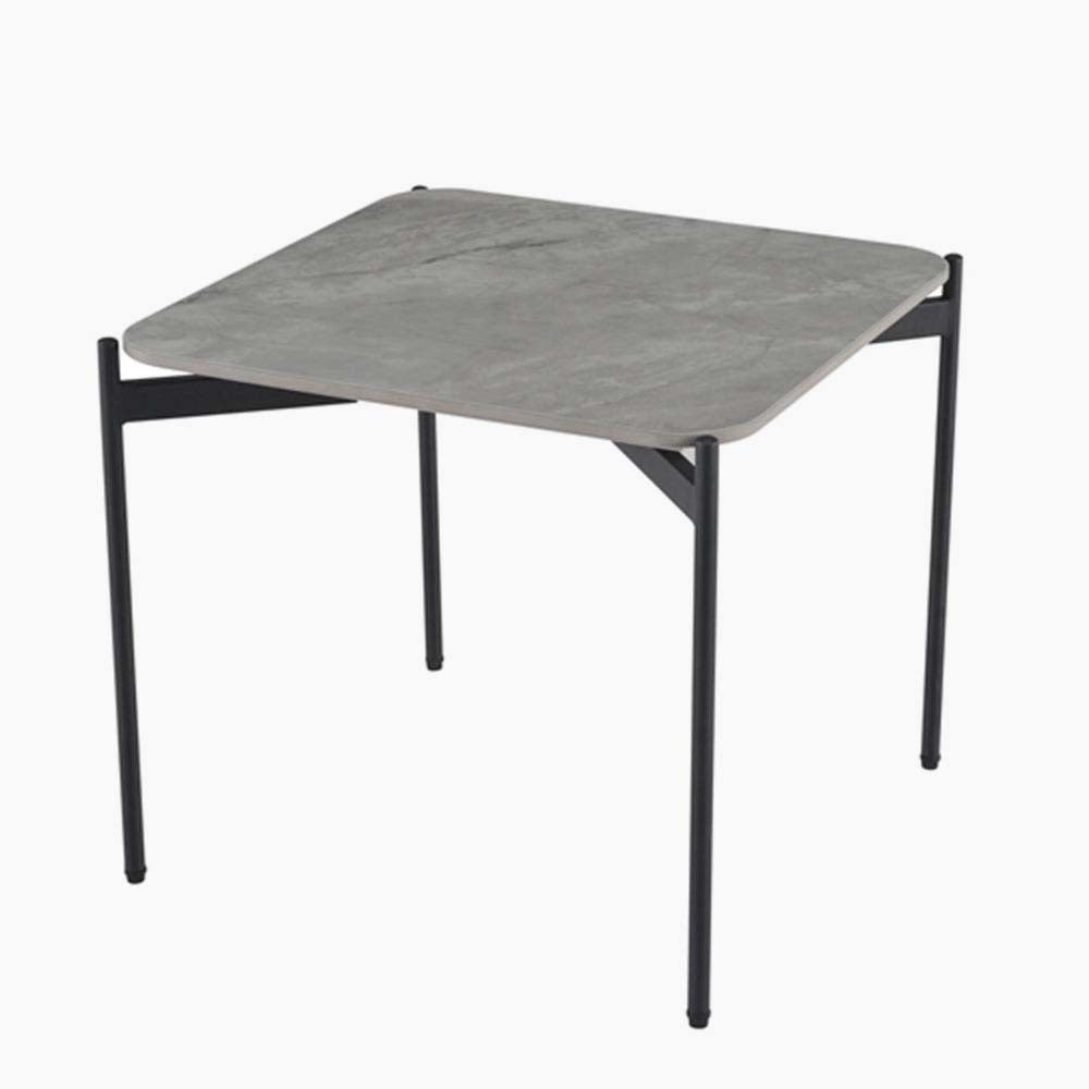 Rocco Ruibei End Table - End Table Ruibei Grey Ceramic Top / Black Powder Coated Metal Legs Tables Sterling Home 1