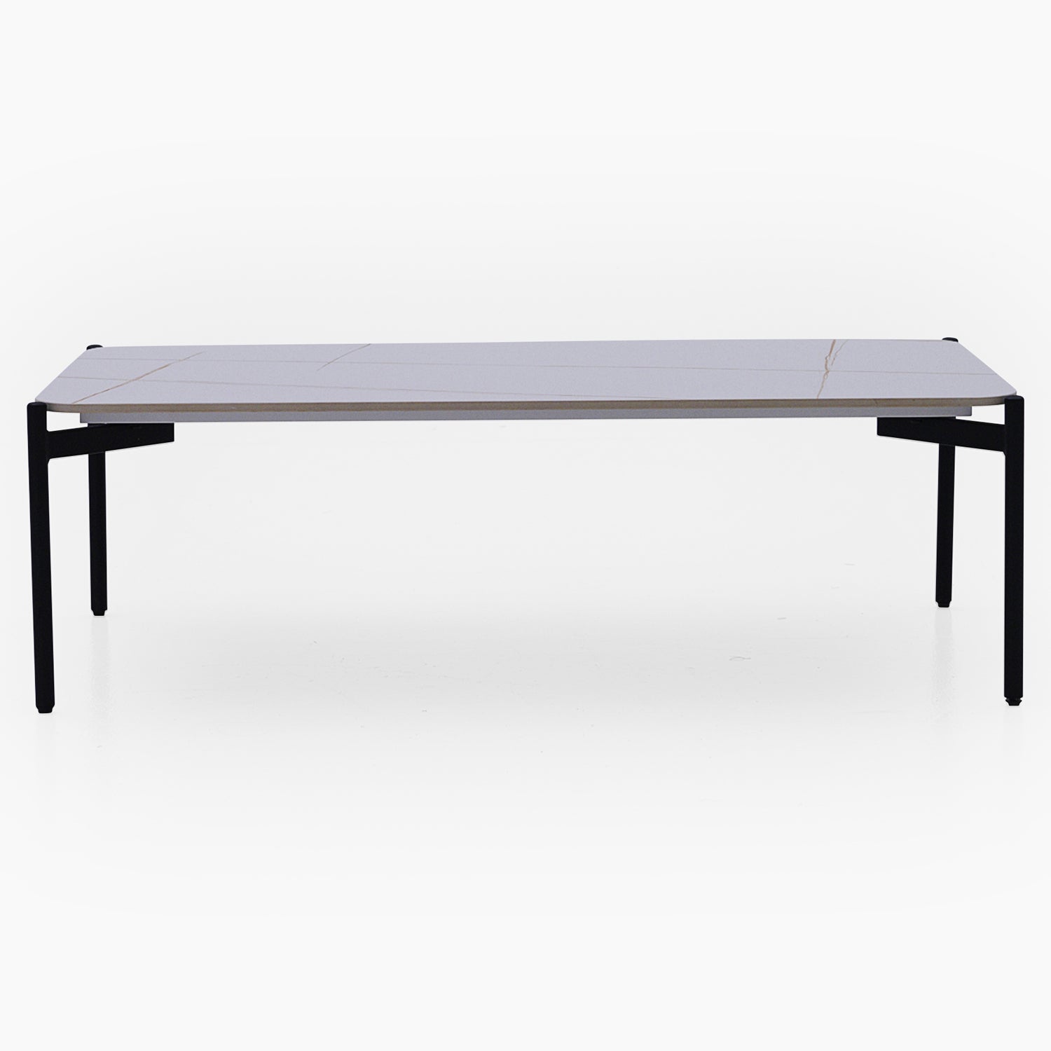 Rocco White and Gold Coffee Table - Rect Coffee Table White & Gold Ceramic Top / Black Powder Coated Metal Legs Tables Sterling Home 1