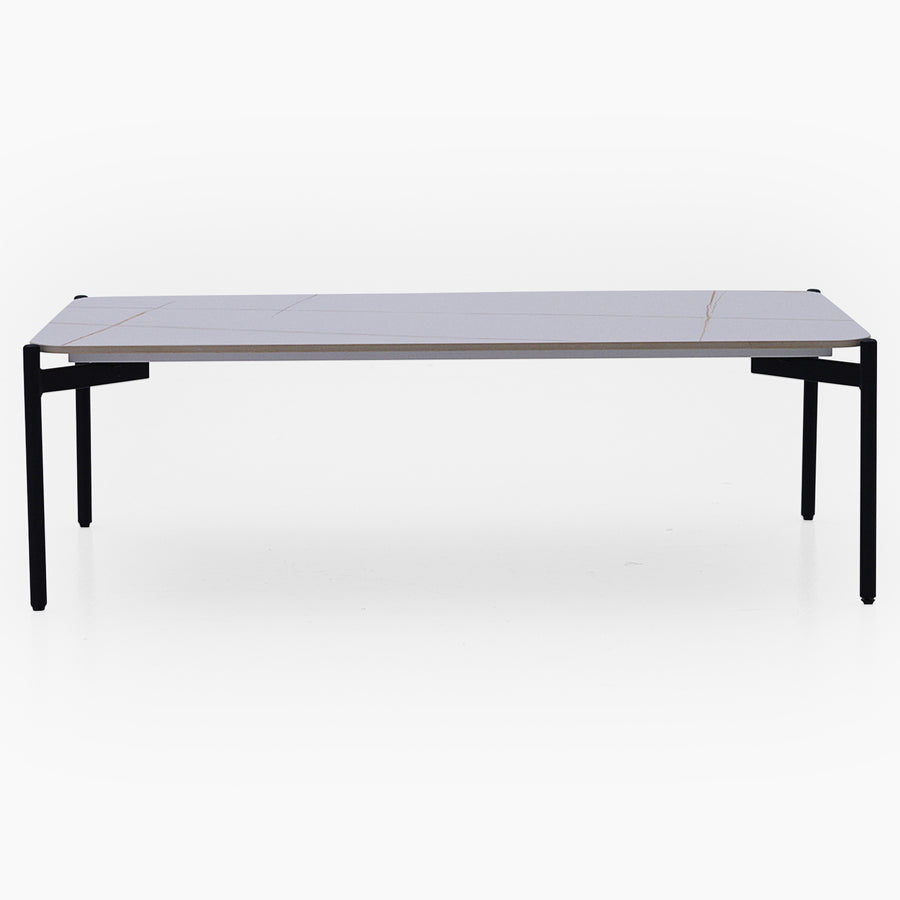 Rocco Rectangular Coffee Table - Rect Coffee Table White & Gold Ceramic Top / Black Powder Coated Metal Legs Tables Sterling Home 1