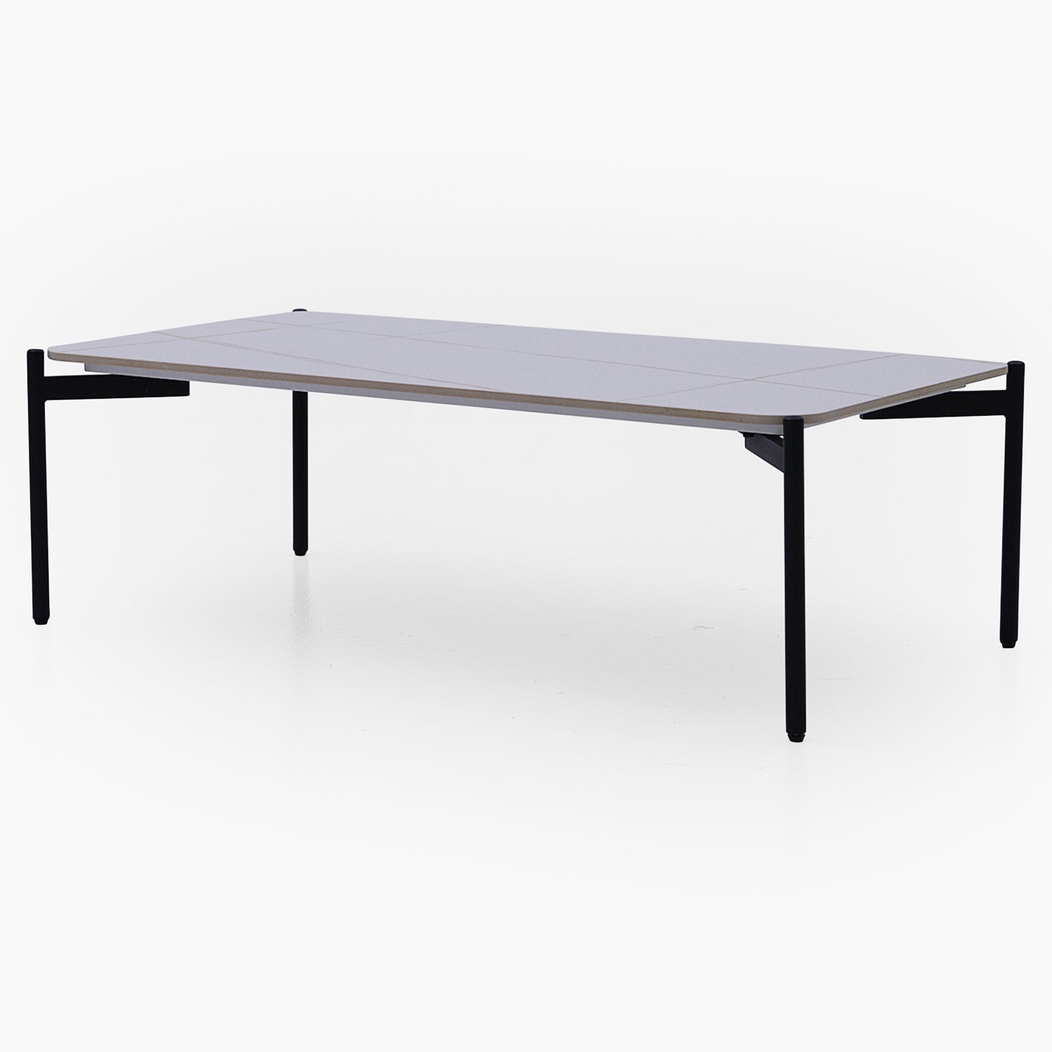 Rocco White and Gold Coffee Table - Rect Coffee Table White & Gold Ceramic Top / Black Powder Coated Metal Legs Tables Sterling Home 2