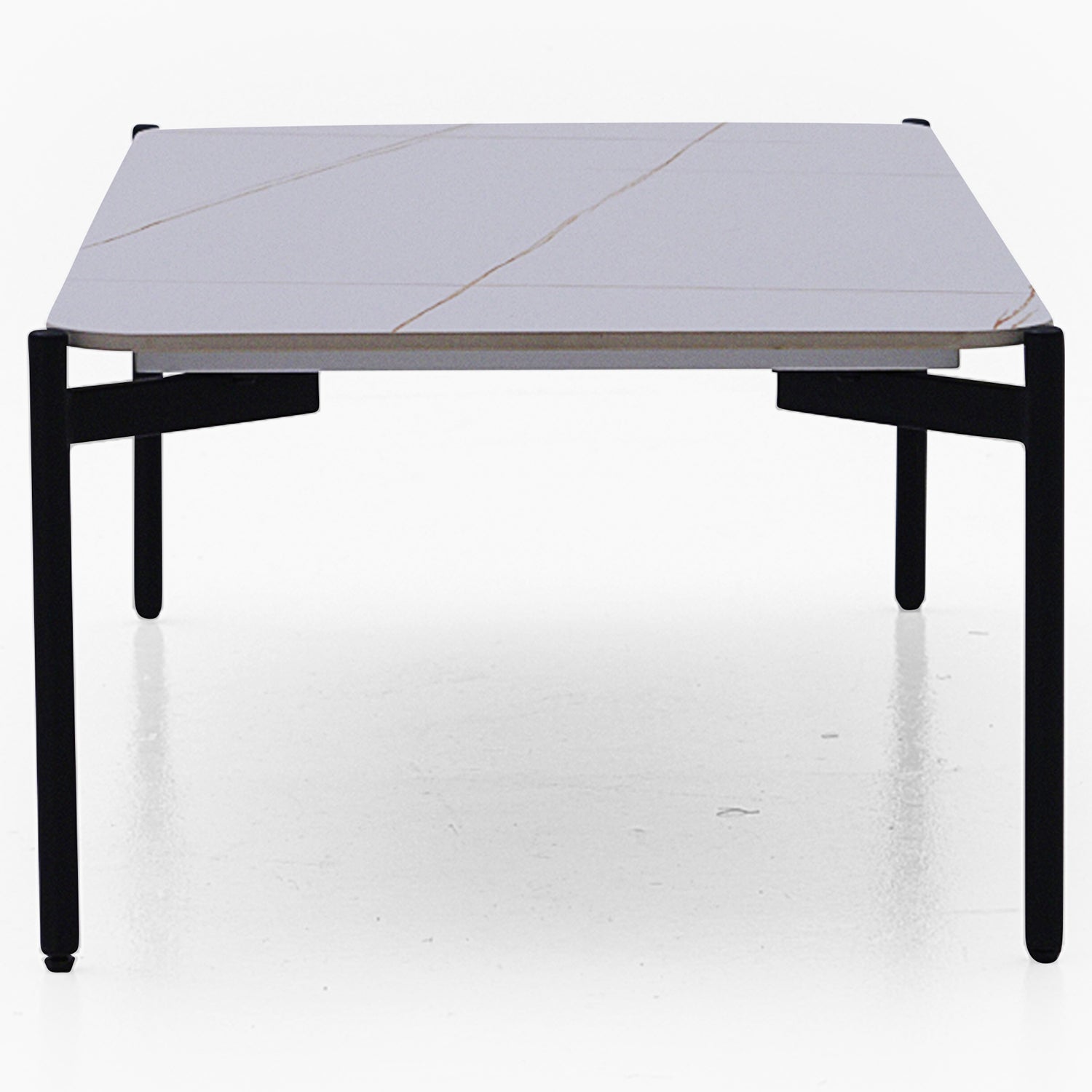Rocco White and Gold End Table - End Table White & Gold Ceramic Top / Black Powder Coated Metal Legs Tables Sterling Home 1