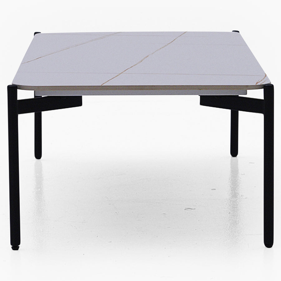 Rocco Side Table - End Table White & Gold Ceramic Top / Black Powder Coated Metal Legs Tables Sterling Home 1