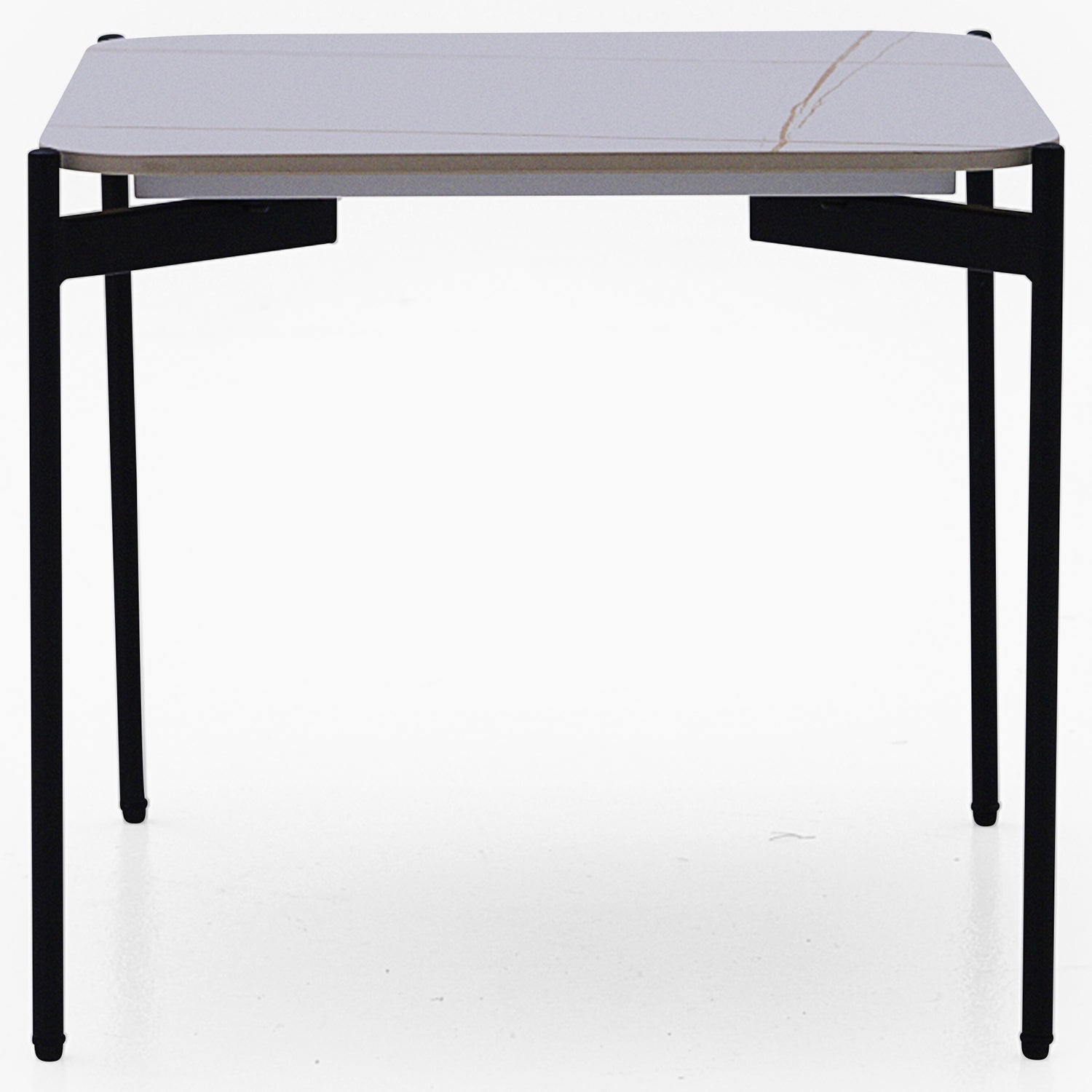 Rocco White and Gold End Table - End Table White & Gold Ceramic Top / Black Powder Coated Metal Legs Tables Sterling Home 3