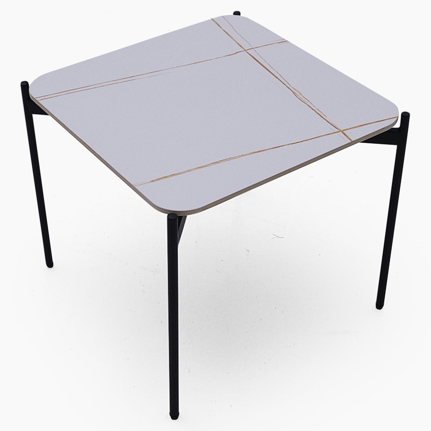 Rocco White and Gold End Table - End Table White & Gold Ceramic Top / Black Powder Coated Metal Legs Tables Sterling Home 4