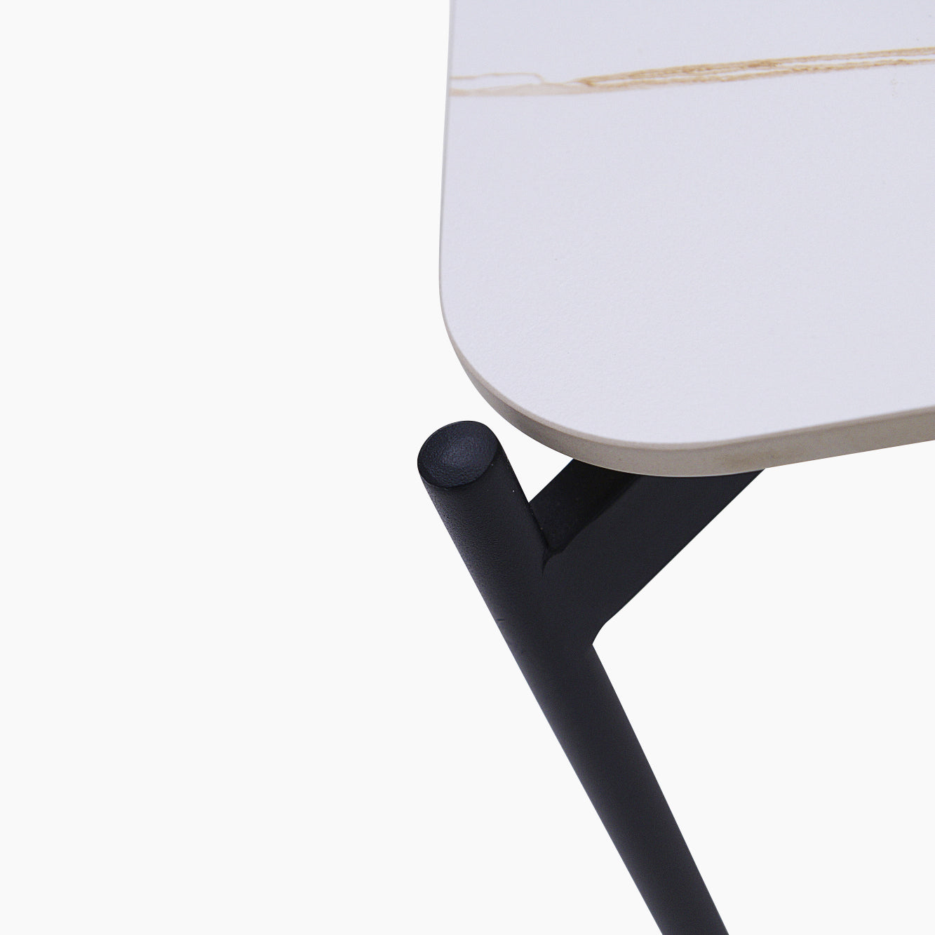 Rocco White and Gold End Table - End Table White & Gold Ceramic Top / Black Powder Coated Metal Legs Tables Sterling Home 5