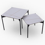 Rocco Nest of Tables - Nest of Table White & Gold Ceramic Top / Black Powder Coated Metal Legs Tables Sterling Home 2