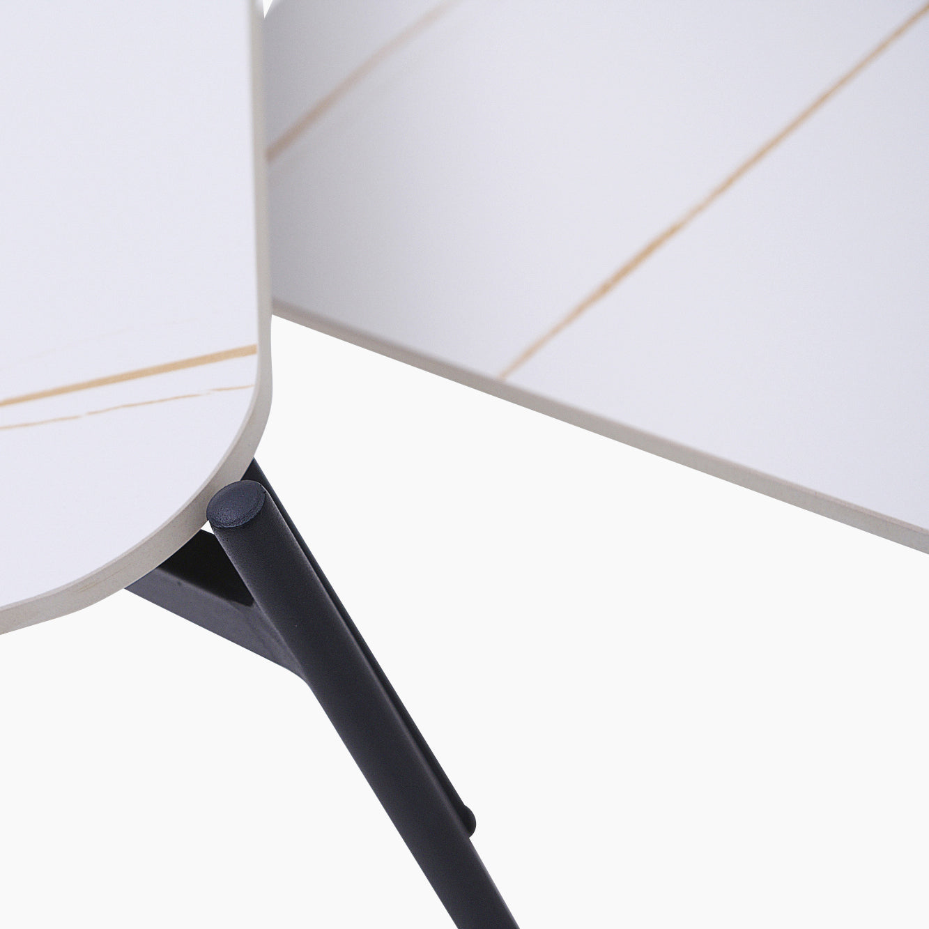 Rocco White and Gold Nest of Tables - Nest of Table White & Gold Ceramic Top / Black Powder Coated Metal Legs Tables Sterling Home 4