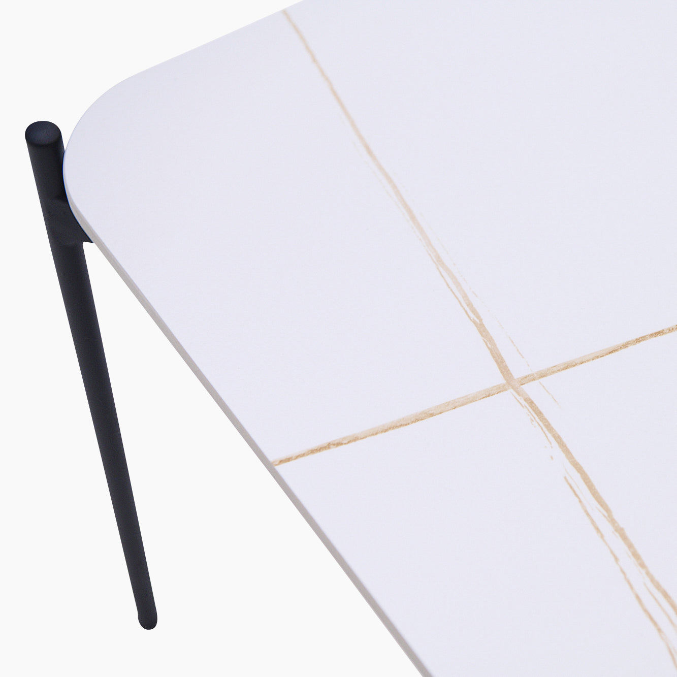 Rocco White and Gold Nest of Tables - Nest of Table White & Gold Ceramic Top / Black Powder Coated Metal Legs Tables Sterling Home 5