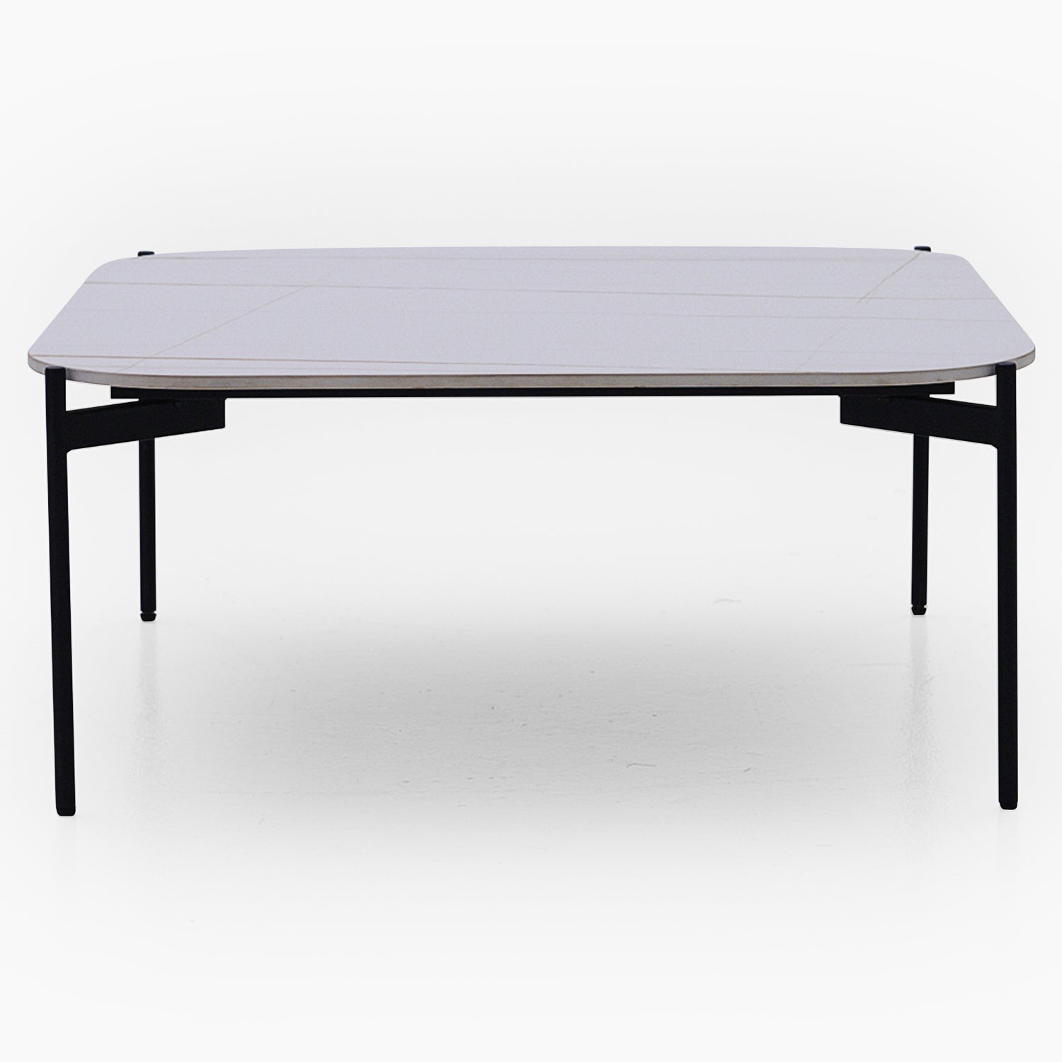 Rocco White and Gold Square Coffee Table - Square Coffee Table White & Gold Ceramic Top / Black Powder Coated Metal Legs Tables Sterling Home 1