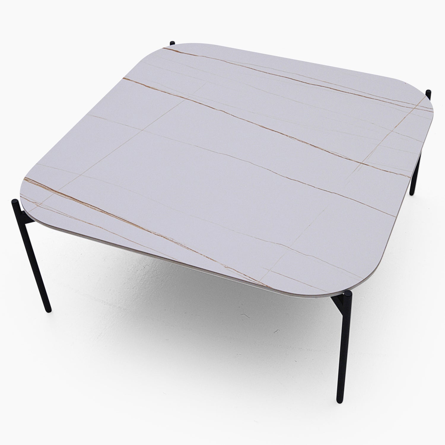 Rocco White and Gold Square Coffee Table - Square Coffee Table White & Gold Ceramic Top / Black Powder Coated Metal Legs Tables Sterling Home 2
